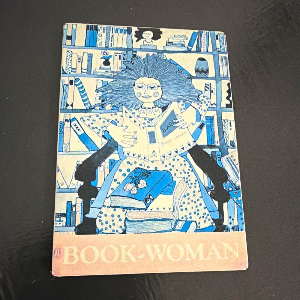 Book-Woman Magnetic Illustrated Bookmark Blue/White Books Reading Women 3x2"